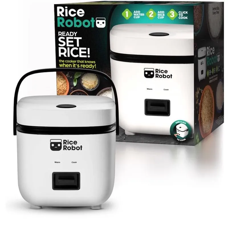 Rice Robot 4.5‑Cup White Nonstick Rice Cooker With Keep‑Warm & Heat‑Resistant Handles