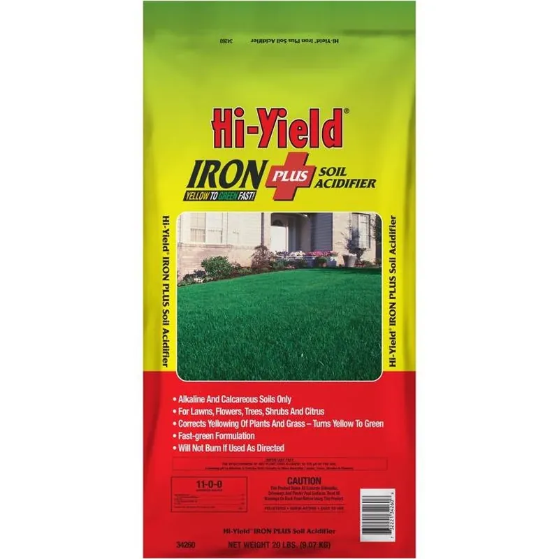 Hi‑Yield Iron Plus Soil Acidifier – 20 lb Granular Fertilizer For Lawns & Gardens