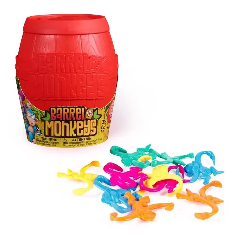 Spin Master Barrel Of Monkey – 16‑Piece Assorted Monkey Game For Kids 3+