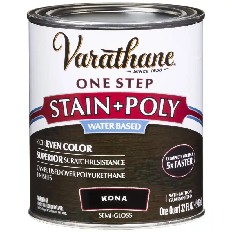Stain & Polyurethane, Water-Based, Kona, 1-Qt.
