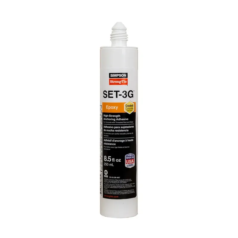 SET-3G High-Strength Epoxy Tie Adhesive W/ Nozzle And Extension, 8.5 Oz.