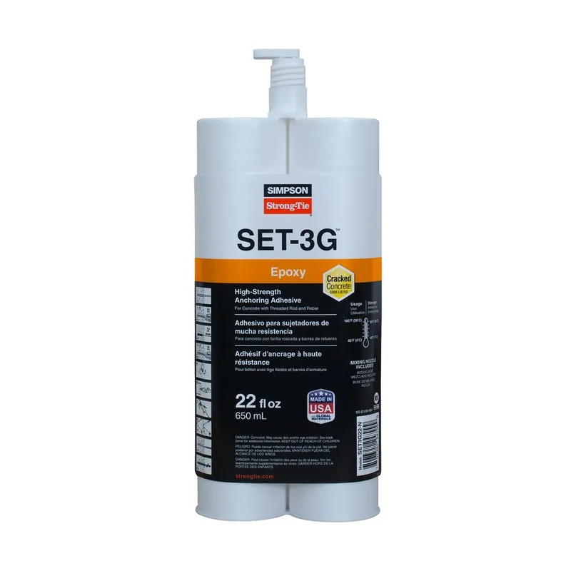 SET-3G High-Strength Epoxy Tie Adhesive W/ Nozzle And Extension, 22 Oz.
