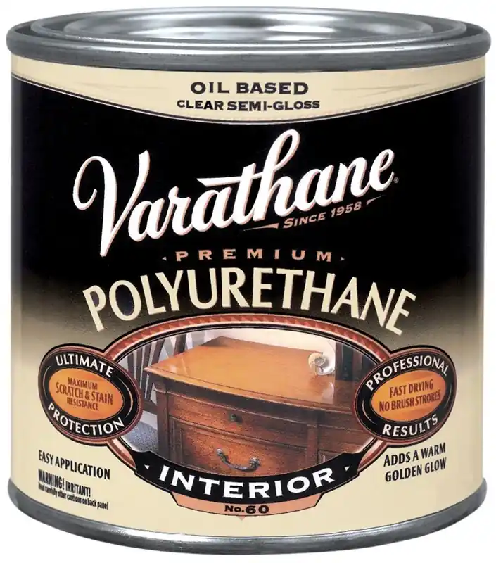 Interior Polyurethane Wood Finish, Oil-Based, Clear Semi-Gloss, 1/2-Pt.