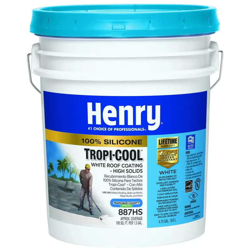 887 Tropi-Cool Roof Coating, White, Silicone, 5-Gallons