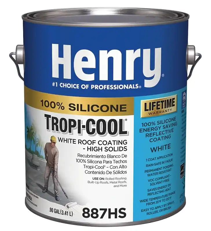 Tropi-cool 0.9 Gallon 100% Silicone White Roof Coating - Model He887hs042