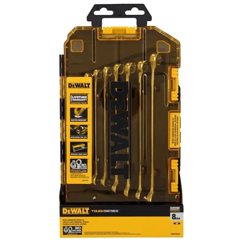 DeWalt ToughSeries 8‑Piece Metric Combination Wrench Set – Chrome Vanadium Steel