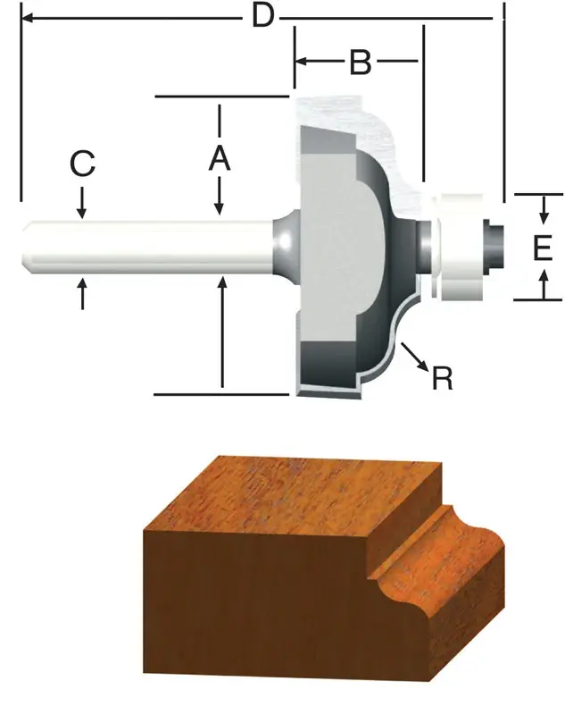 1-5/8 In. Carbide Tipped Ogee Router Bit With 1/4 In. Shank