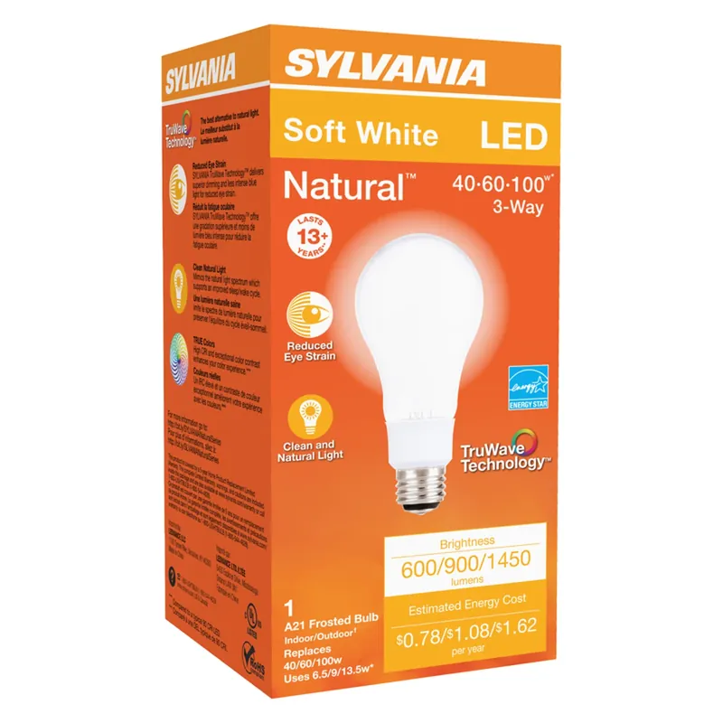 Sylvania Natural A21 E26 (Medium) LED Bulb Soft White 40/60/100 Watt Equivalence 1 Pk