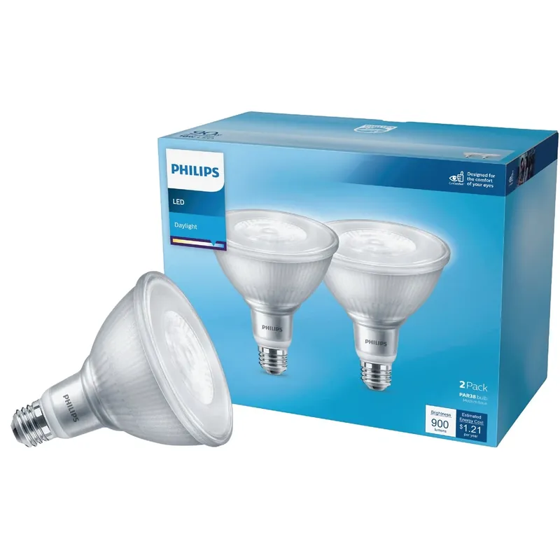 Philips PAR 38 E26 (Medium) LED Floodlight Bulb Daylight 90 Watt Equivalence 2 Pk