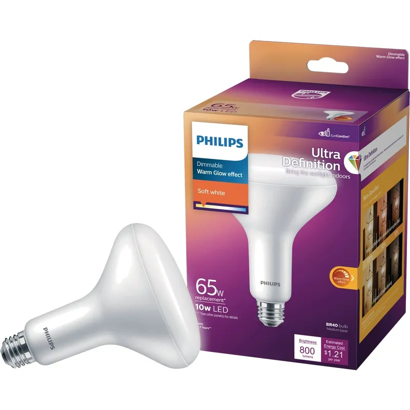 Philips Ultra Definition BR40 E26 (Medium) LED Floodlight Bulb Soft White 65 Watt Equivalence 1 Pk
