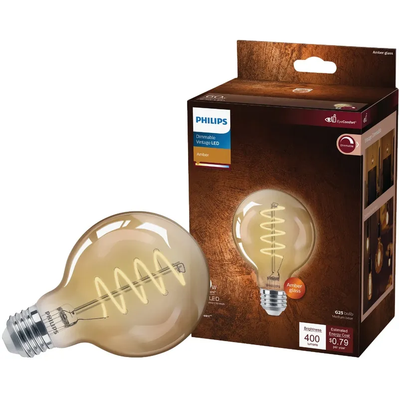 Vintage 60w Equivalent Amber G25 Medium Led Decorative Light Bulb - 6.5w