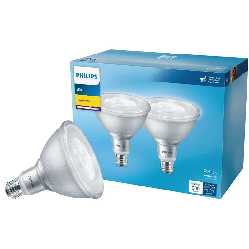 Philips PAR38 E26 (Medium) LED Floodlight Bulb Bright White 90 Watt Equivalence 2 Pk