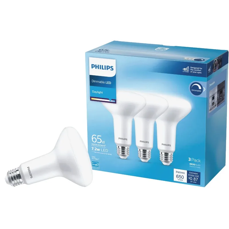 Philips BR30 E26 (Medium) LED Bulb Daylight 65 Watt Equivalence 3 Pk