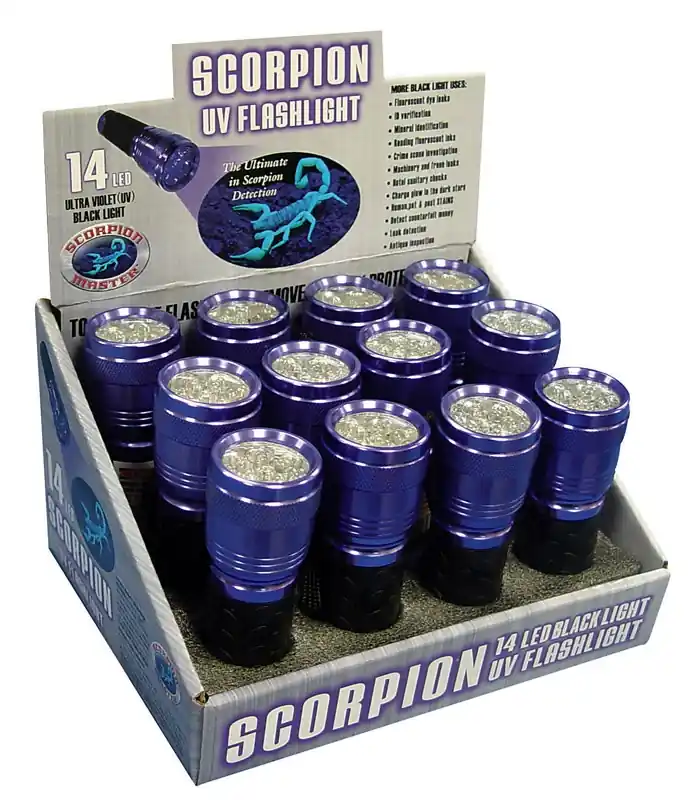 14 Led Black And Purple Uv Flashlight With Aaa Battery Compatibility