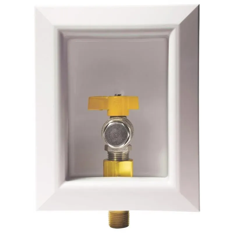 Sioux Chief OxBox 1/2" Brass NPT Gas Valve Outlet Box With Quarter‑Turn Lever – Low‑Lead, 10 psi, 150°F