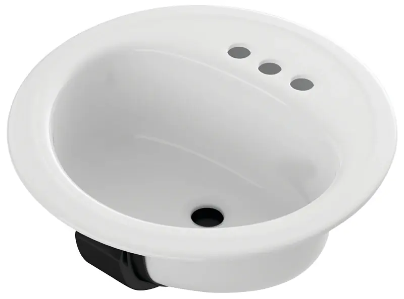 Laurel Porcelain-On-Steel Lavatory Sink, White, 19 X 19 In. Oval