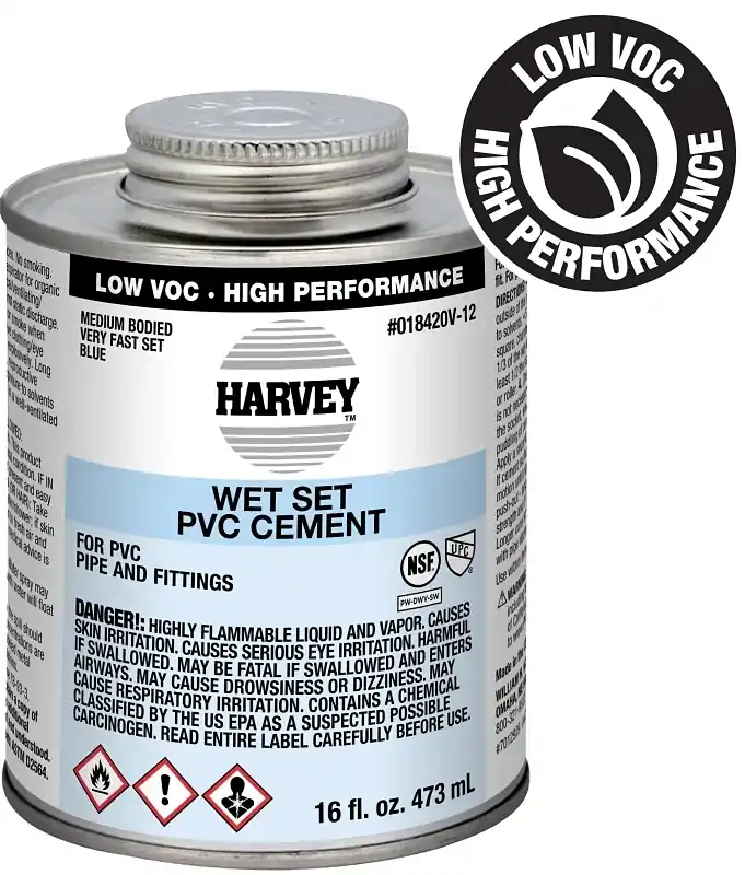 Oatey Harvey Blue Wet Set Pvc Cement 16 Ounce For Plumbing Applications