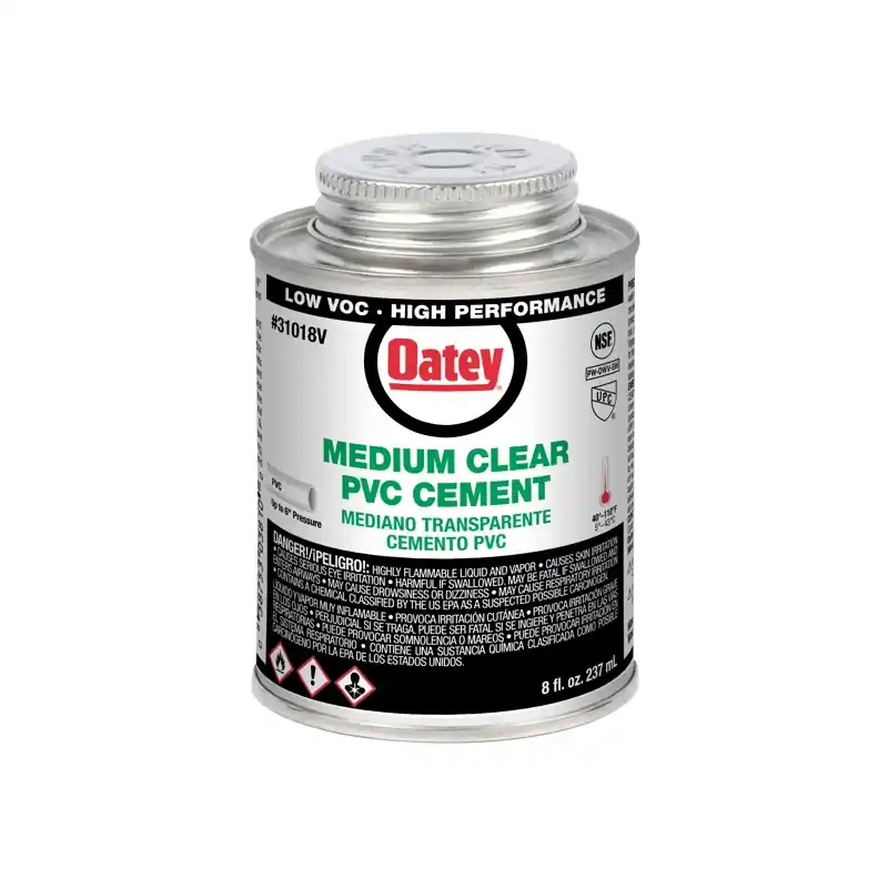 Clear Medium-Bodied PVC Pipe Cement, 8 Oz.