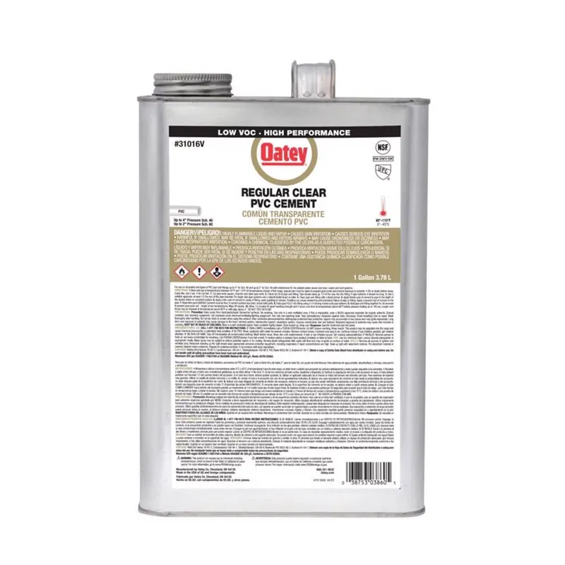 Oatey Clear Pvc Cement 1 Gallon For Dwv, Pressure Pipe, Potable Water