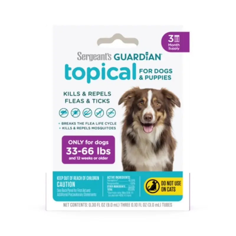 Sergeant‘s Guardian Liquid Dog Flea And Tick Drops For 33-66 Lbs Dogs 0.3 Oz