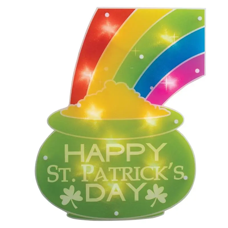 St. Patrick‘s Day Shimmer Decoration 16 In. Rainbow With Pot Of Gold