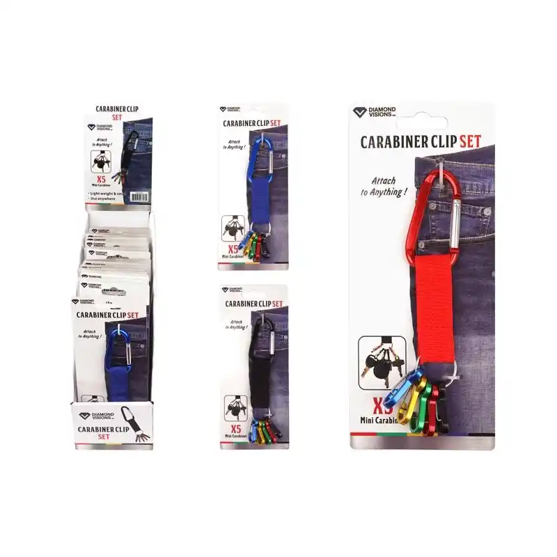 Aluminum And Nylon Assorted Carabiner Clip Set - 1 Piece