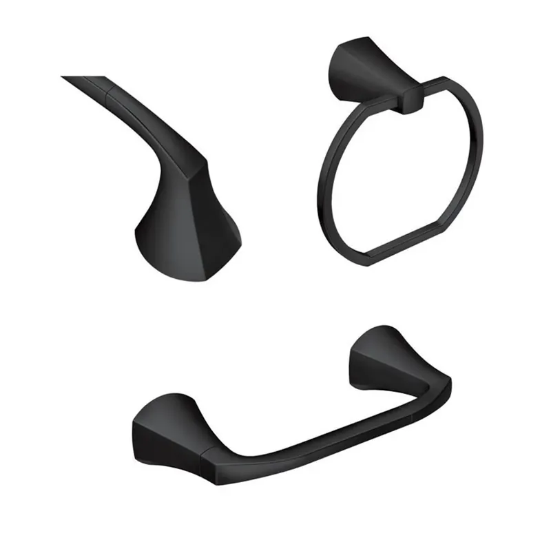 Lindor Matte Black Bathroom Hardware Kit 18 In. Zinc - 3 Piece Set
