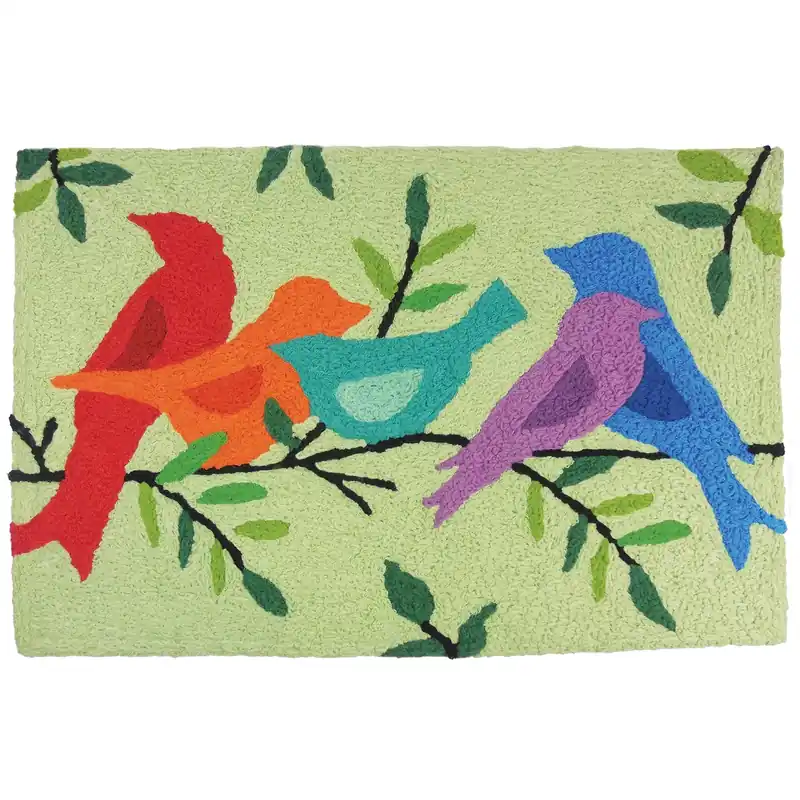 20 In. W X 30 In. L Morning Song Birds Polyester Accent Rug