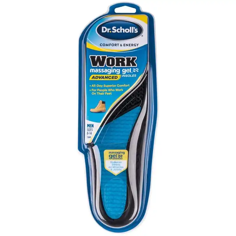 Work Massaging Gel Men‘s Insoles Size 8-14 - 1 Pair