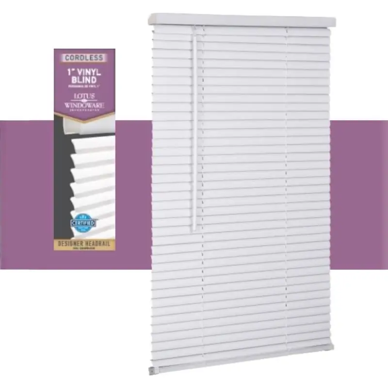 Lotus Blinds Vinyl 1 In. Mini-blinds 26 In. W X 72 In. H White Cordless