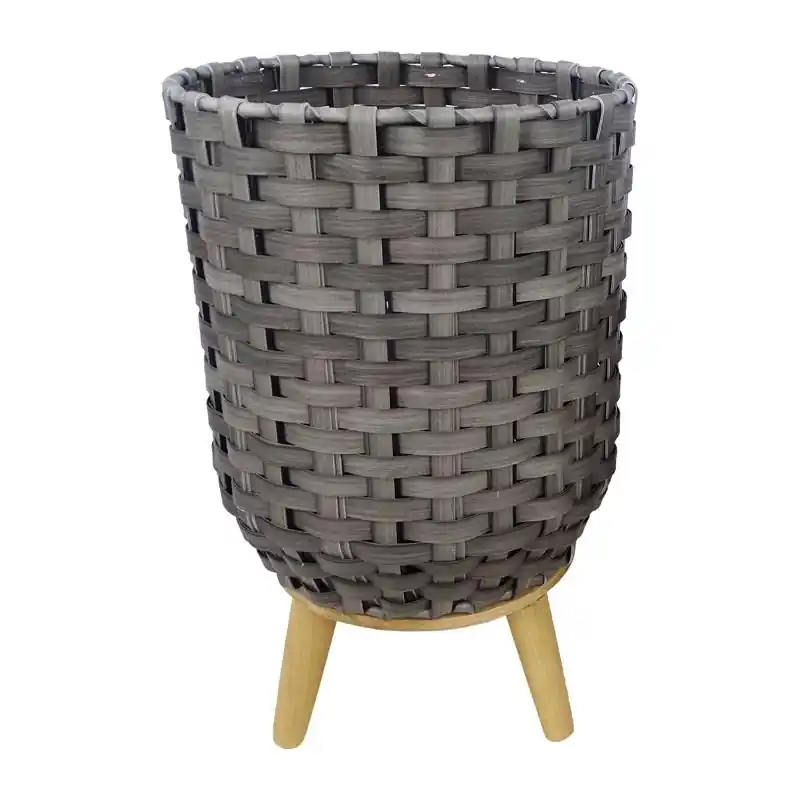 Alpine 15 In. H X 12 In. W Plastic Wicker Plant Basket Gray