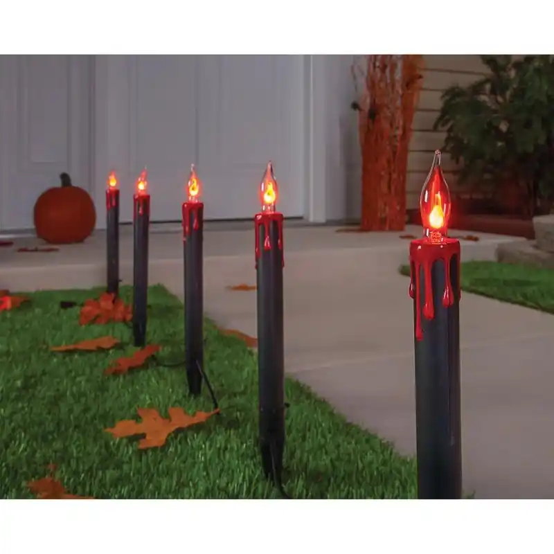 Celebrations 5 Ct LED Black Candles With Blood Dripping Pathway Decor
