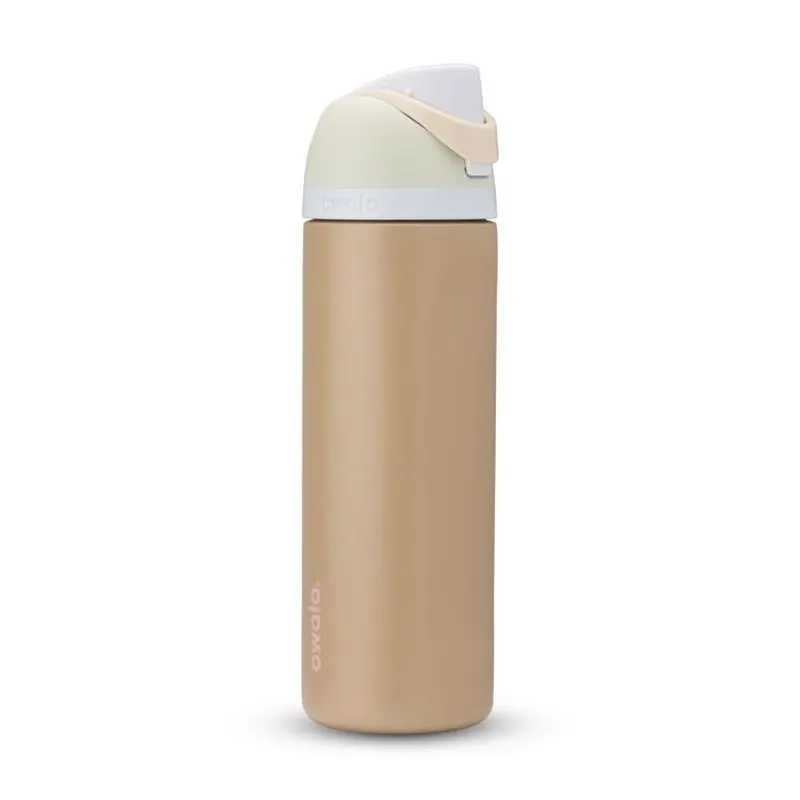 Owala FreeSip 24‑oz Tan Stainless Steel Water Bottle – Muddy Buddy Spout Lid, BPA‑Free