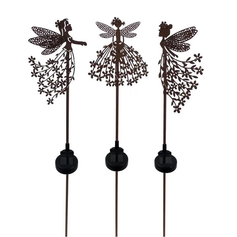 Alpine 33‑Inch Brown Metal Solar Garden Stake – Durable Outdoor Lighting