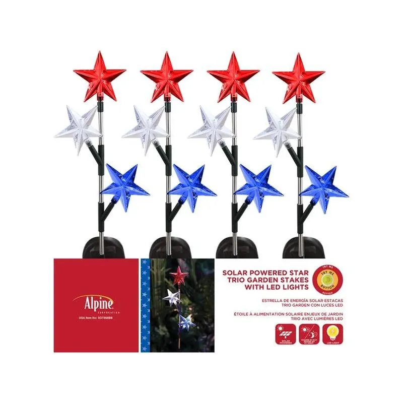 Alpine Patriotic Multicolor Solar Garden Stake – 33" Tall, Acrylic & Metal