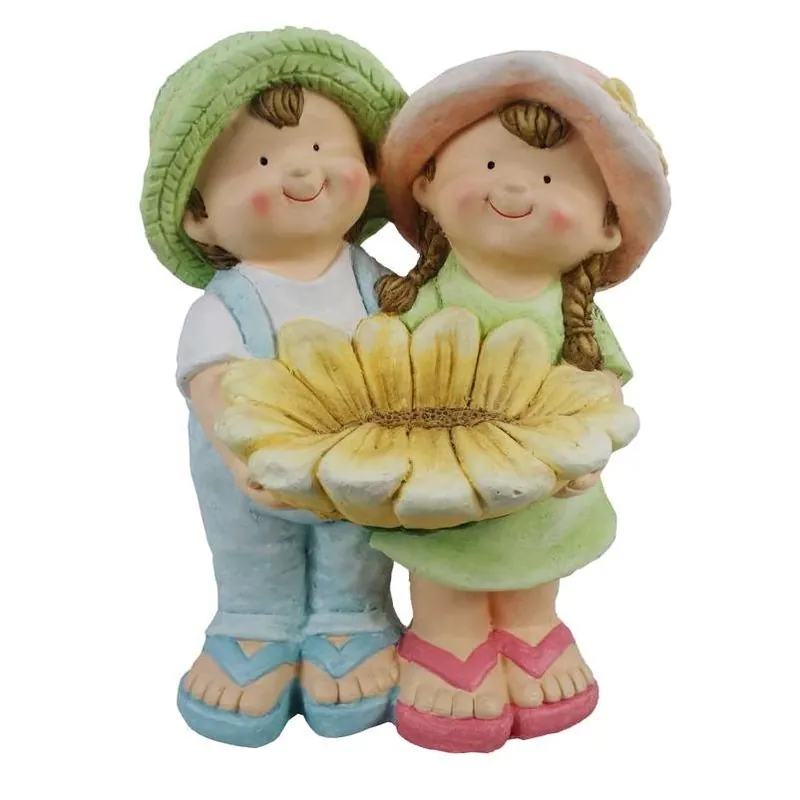 Alpine 14‑Inch Multi‑Color Resin & Stone Garden Statuary – Vibrant Outdoor Sculpture