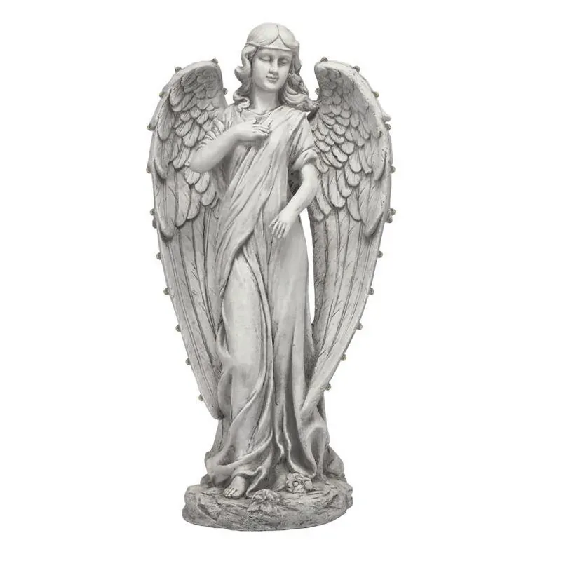 Alpine 31‑Inch White Angel Outdoor Statue – Fiberglass & MGO Solar‑Powered Sculpture