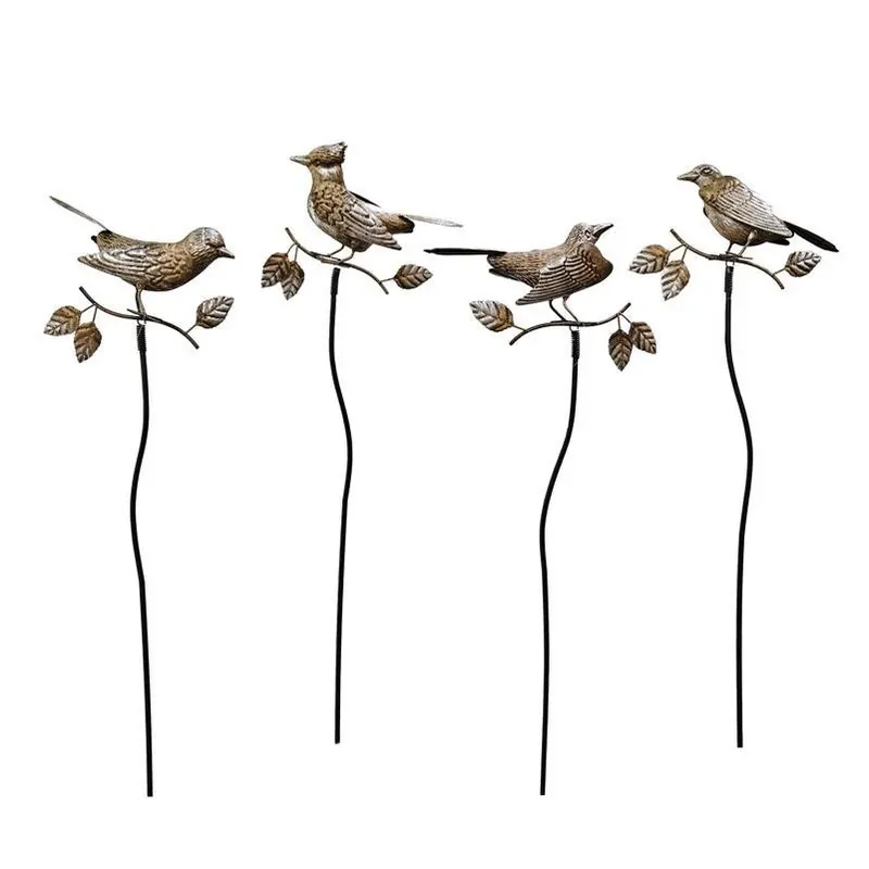 Alpine Bronze Metal Bird Garden Stake – 32‑Inch Outdoor Decorative Pole
