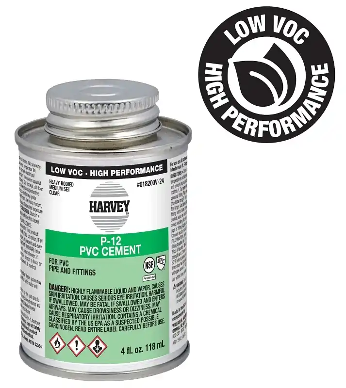 Oatey Harvey P-12 Clear Pvc Cement 4 Oz For All Pipe Sizes