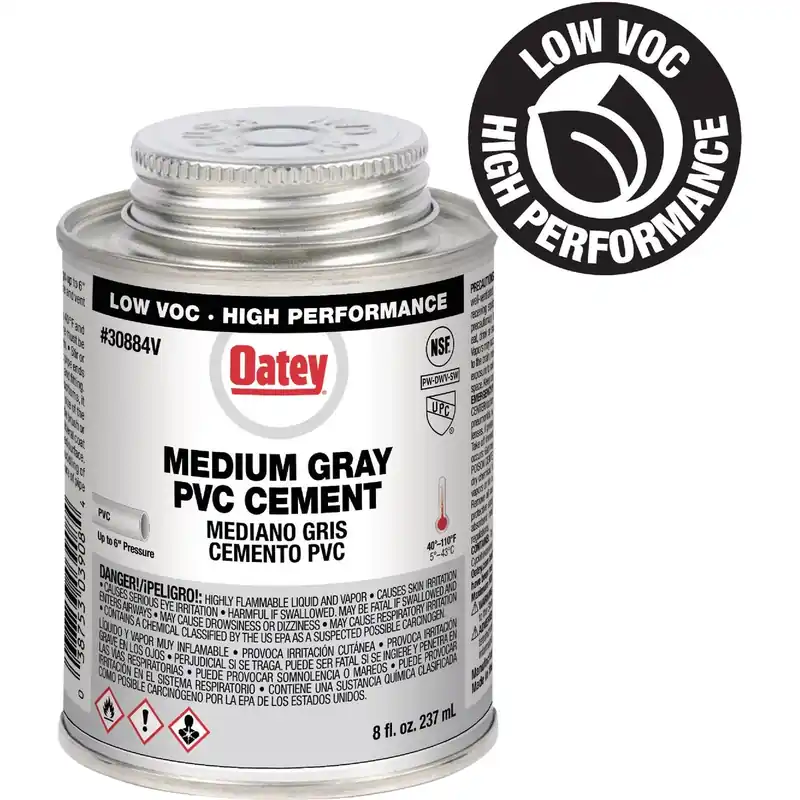 Gray Medium-Bodied PVC Pipe Cement, 8 Oz.