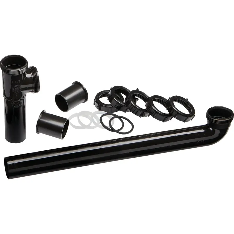 1-1/2 In. X 16 In. Black Plastic End Outlet Waste With Baffle Tee
