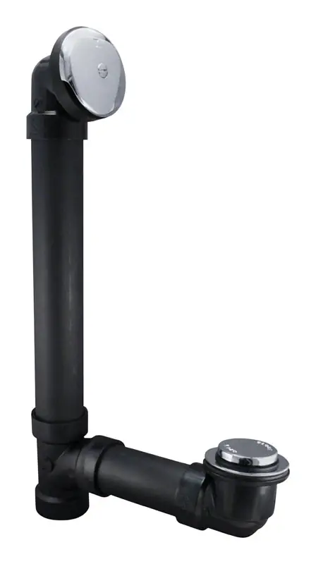 Tip Toe Tub Drain Assembly, Schedule 40 ABS Black Plastic, Chrome Finish