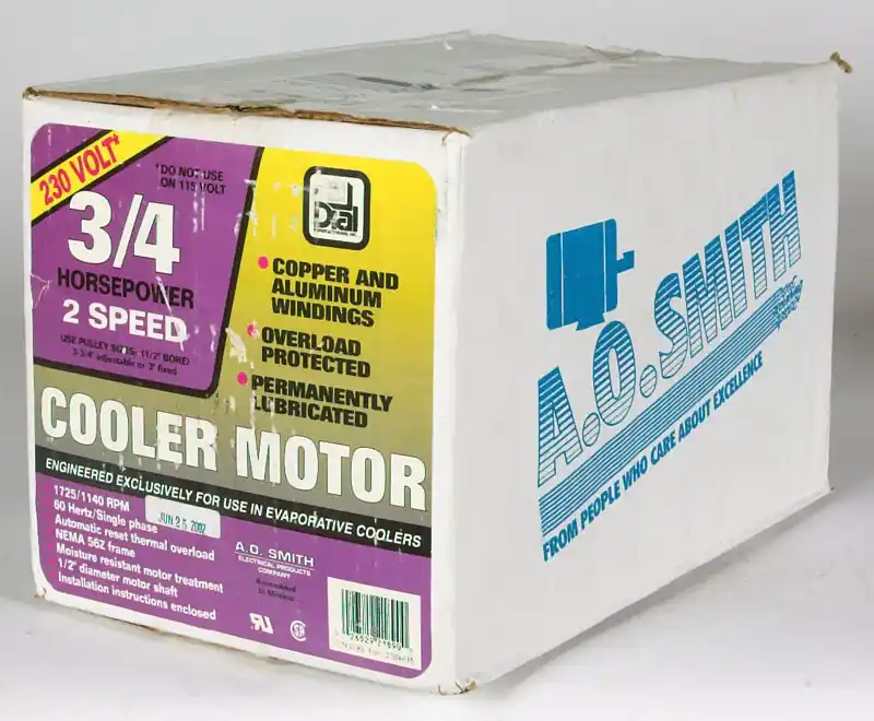 ¾ Hp Black Metal Evaporative Cooler Motor Kit, Nema 56z Frame, 230v