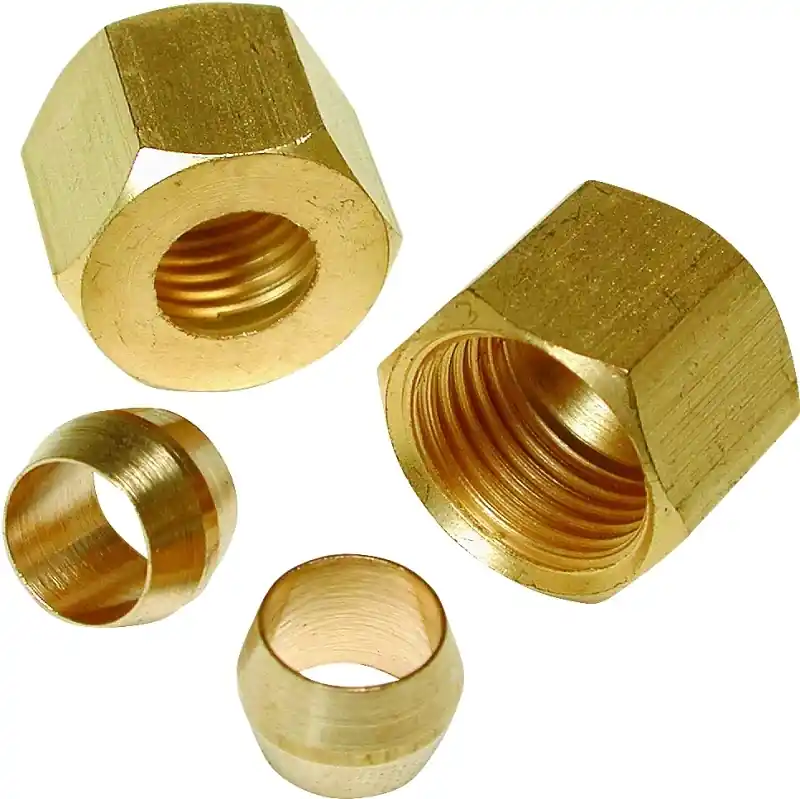 Dial 1/4 In. H X 1/4 In. W Yellow Brass Compression Sleeve And Nut
