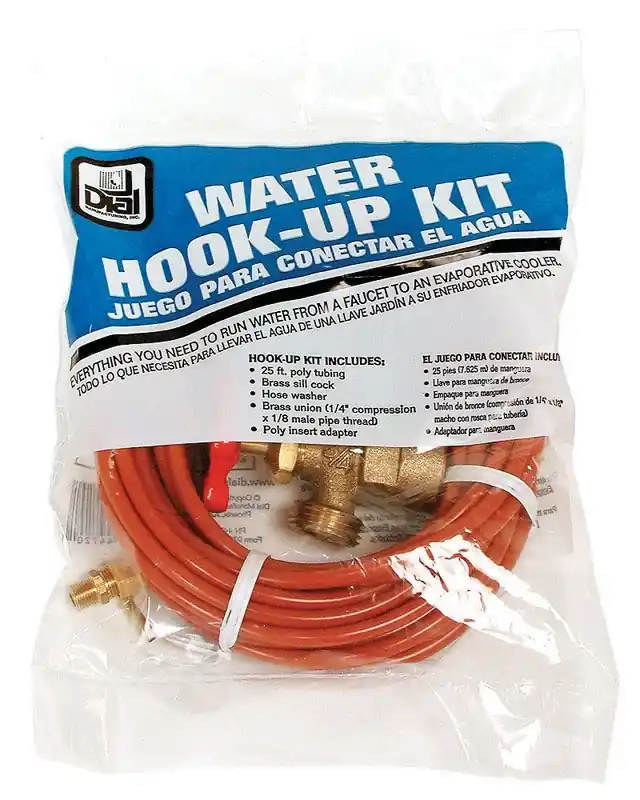 Orange Plastic Evaporative Cooler Water Hook-up Kit With 25ft Copper Poly Tube