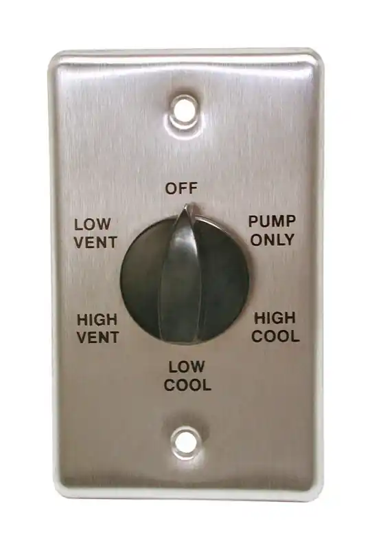 Black Metal Evaporative Cooler Wall Switch - 6 Position 1 Gang For 1/3 To 1 Hp Motors