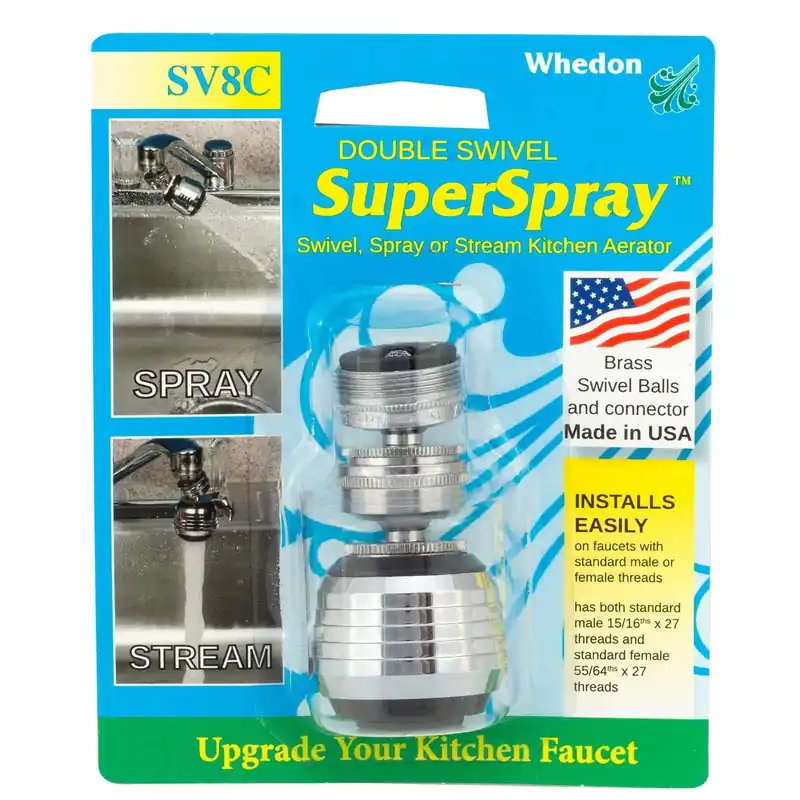 Super Spray Saver Series Spray & Stream Aerator, Double Swivel, 1.8 GPM