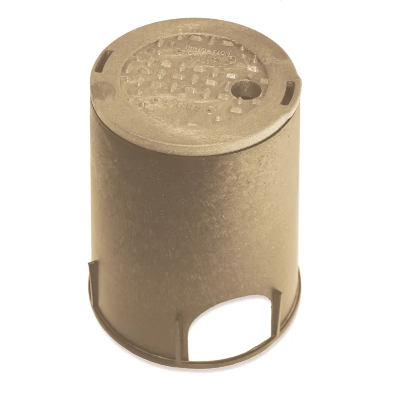 8.4 In. W X 9.1 In. H Round Valve Box With Overlapping Cover In Brown