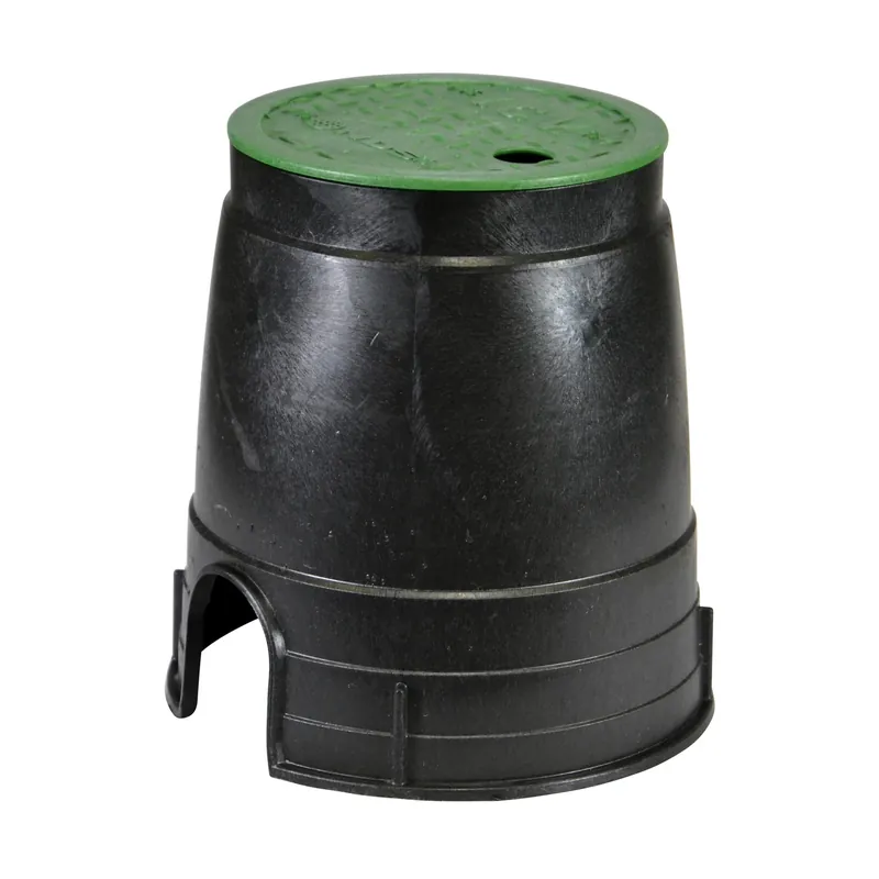 Econo 8.5 In. W X 8.5 In. H Round Valve Box With Overlapping Cover Black/green