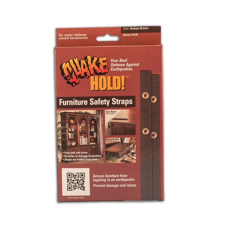 Quake Hold Ready America Nylon Self Adhesive Furniture Strap Brown Assorted 1 In. W X 15 In. L 1 Pk
